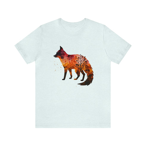 Autumn Fox Silhouette - Short Sleeve Tee Heather Ice Blue